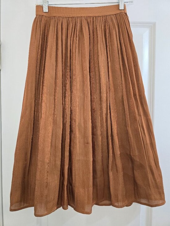 a new day Dresses & Skirts - A New Day Shimmer Pleated Midi Skirt - Copper Orange